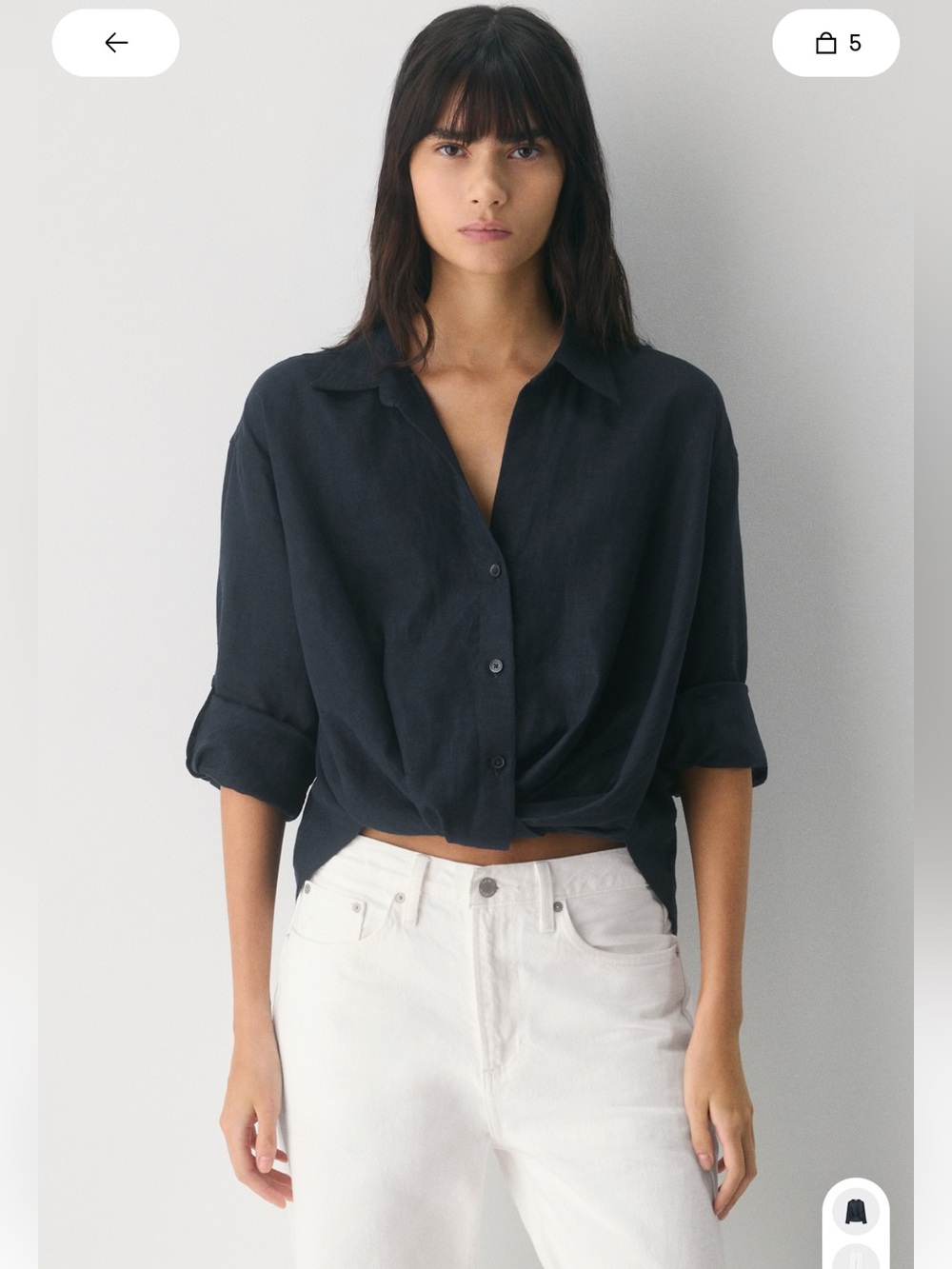 NWOT Aritzia Portofino Linen Button-Down Shirt in Admiral